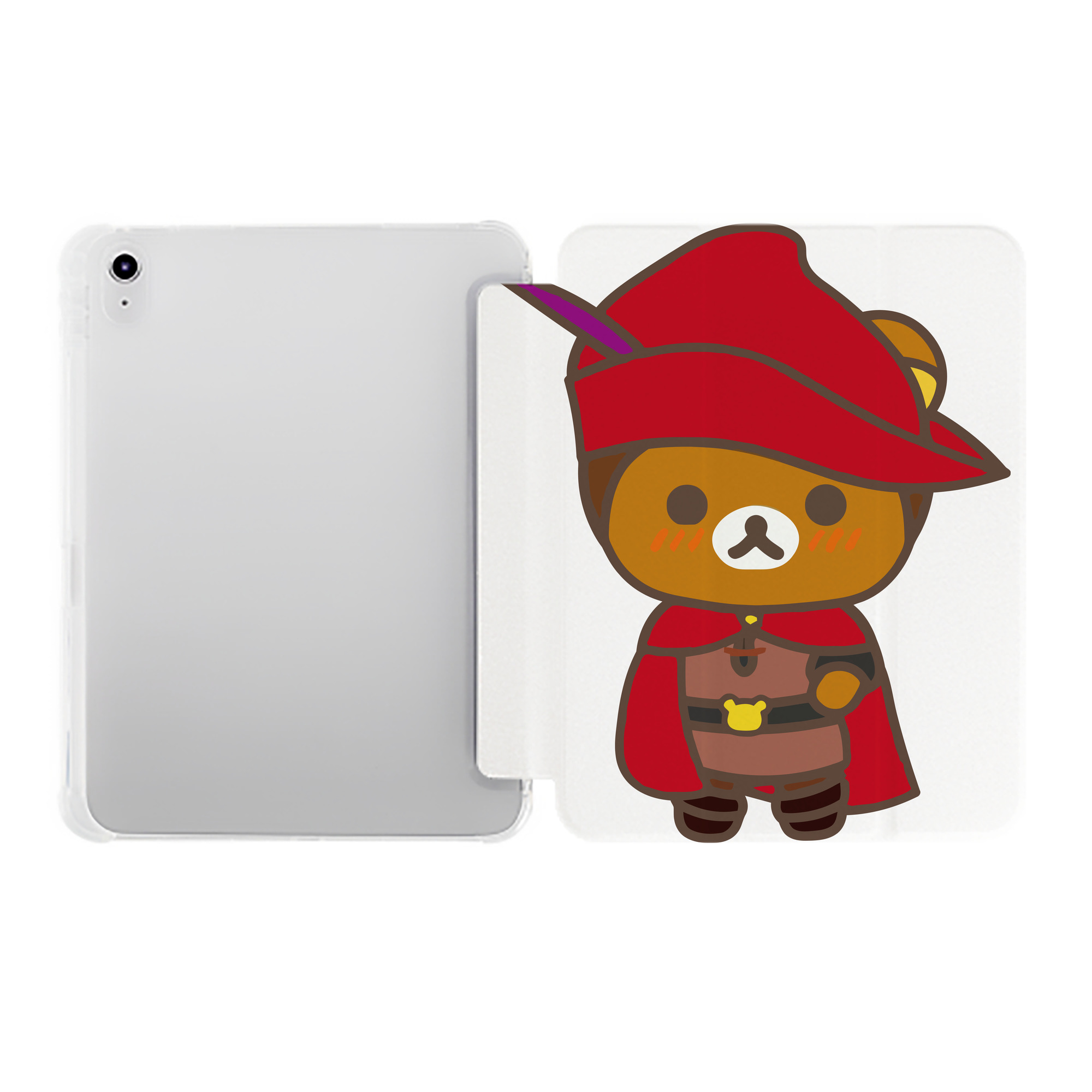 （画像用） リラックマ リラックマ キイロイトリ Rilakkuma Korilakkuma Kiiroitori IPad ケース ペン収納付き 三つ折りスタンド PUレザー×シリコン 対応機種9.5/10.5/10.9インチ